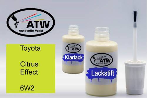 Toyota, Citrus Effect, 6W2: 20ml Lackstift + 20ml Klarlack - Set, von ATW Autoteile West.